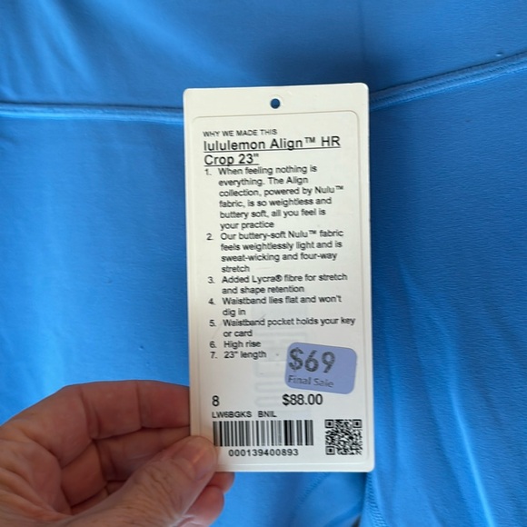 Lululemon Align High-Rise Crop 23" Blue Nile EUC Size 8 - Picture 6 of 11
